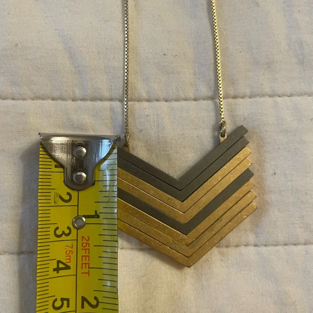 Madewell Gold and Silver tone Chevron Necklace Adjustable Chain - Picture 9 of 13